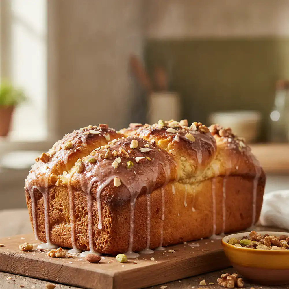 Sweet glazed dessert with nuts