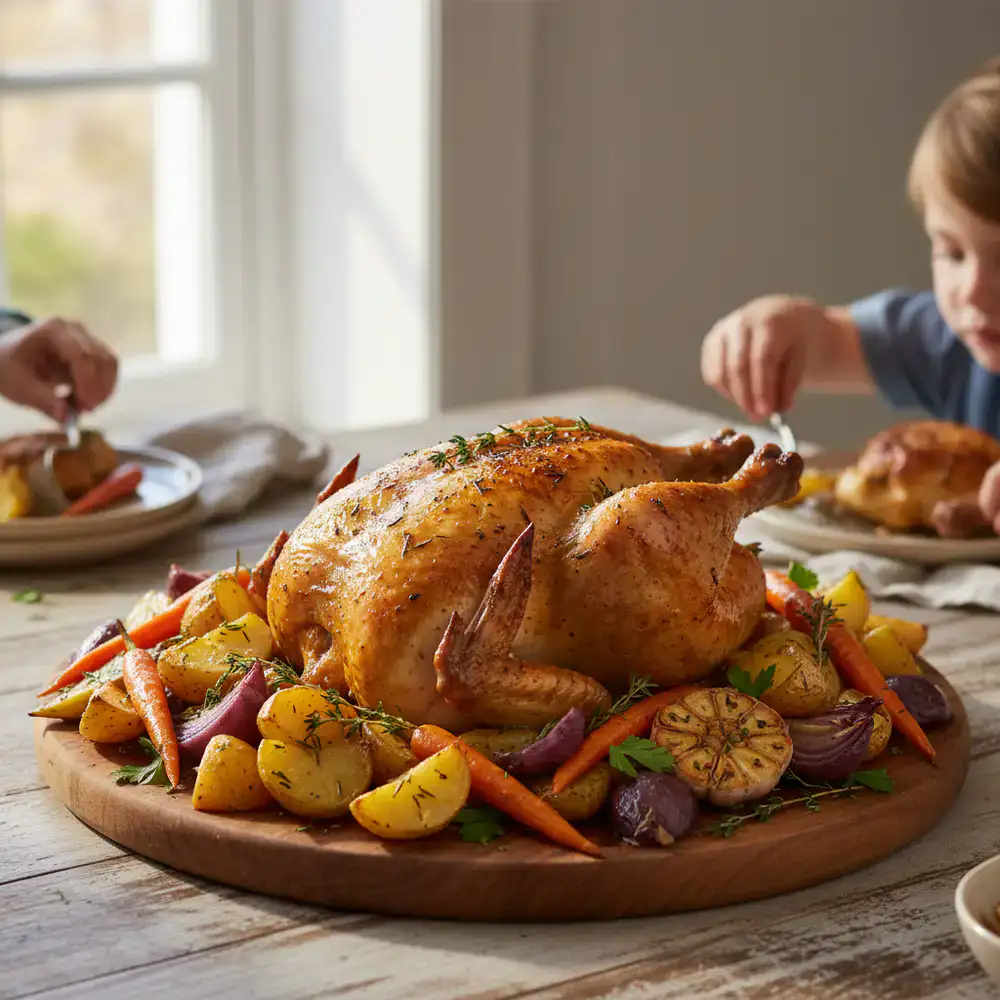 A hearty family-style roast with vegetables